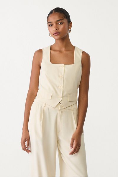 Stradivarius Short vest with a square-cut neckline