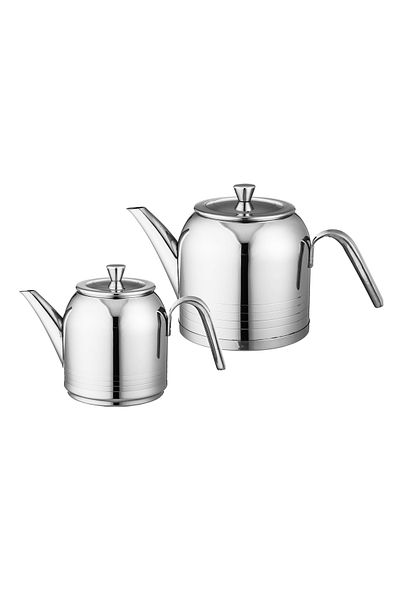 ALSAIF Stainless steel samovar teapot set, 2 sizes: 0.7 + 1.2 liters