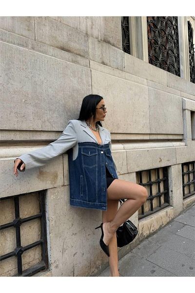 Simala Grey Piece Jacket - Top Atlas and Bottom Jeans