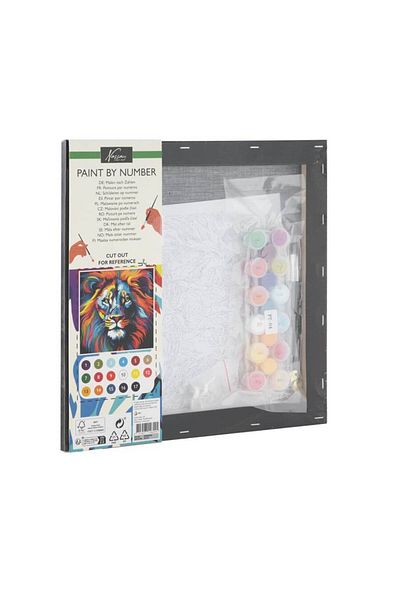 Nassau fine art Paint by numbers set 30x30 cm black canvas Lion