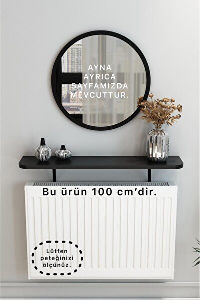TALAŞTOZUM Siyah Petek Üstü Tak Çıkar Uçan Raf & Dresuar Duvar Montajsız Oval Kesim 100 Cm