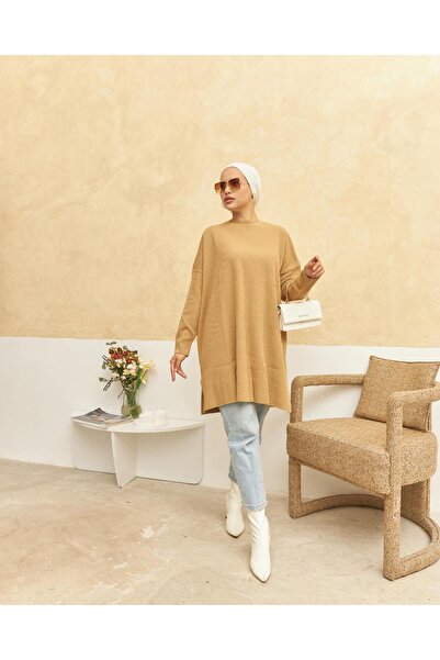 Nissra Πλεκτό τούνικ Ankanoor Camel Anka256329