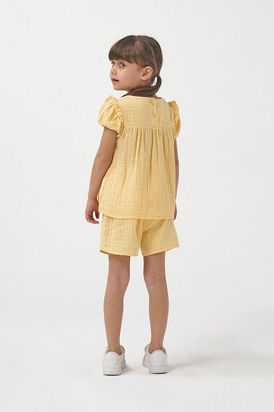 Minipodyum Girl's Watermelon Sleeve Shorts Summer Muslin Double Set