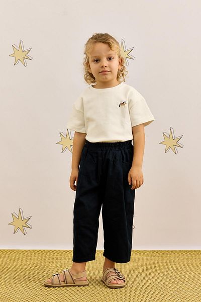 Fahhar Kids Navy Blue Relaxed Fit Trousers