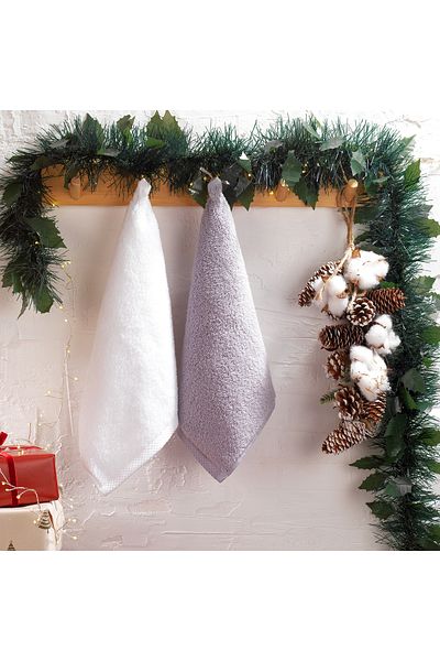 Schafer Home Merry 2 Pack Towel 30X30 Cm-Grey/White