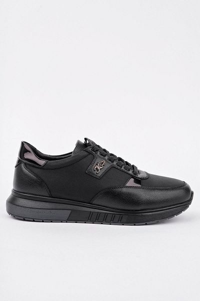 homiro Men's Lace-Up Poly Sole Casual Sports Shoes - Black