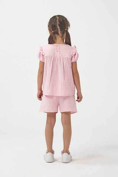 Minipodyum Girl's Watermelon Sleeve Shorts Summer Muslin Double Set