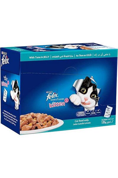 FELIX Best Looking Kitten Food with Tuna in Jelly 85g, Pack of 12