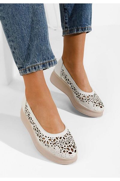 B T Shoes Balerini cu platforma Ulna V2 albi