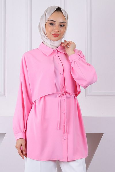 İmajButik Ροζ μπροστινή λεπτομέρεια Linda Tunic