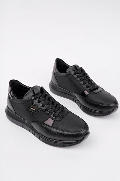 homiro Men's Lace-Up Poly Sole Casual Sports Shoes - Black