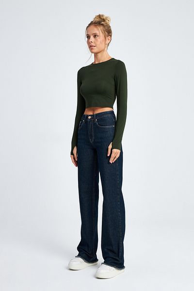 CRACPOT JEANS Women's Stretchy High Waist Tint Wash Wide Leg Jeans