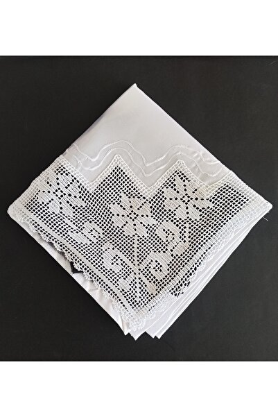 arzumçeyiz Tek Köşeli El Işi Dantel Bohça 100 * 100 Cm Boyutunda - Beyaz 3 Pa...