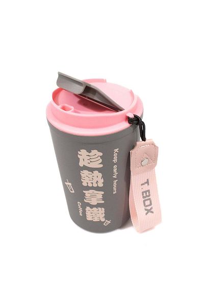 Ella Home Thermos Coffee Mug, Stainless Steel, 380ml, Grey With Pink