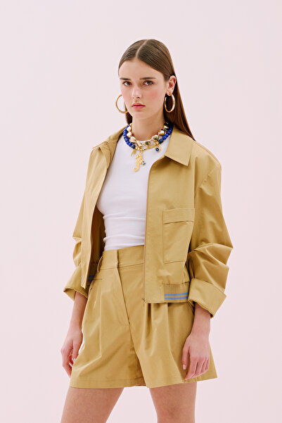 Roman Önden Fermuarlı Tek Cepli Mont Bej Y2517502_024