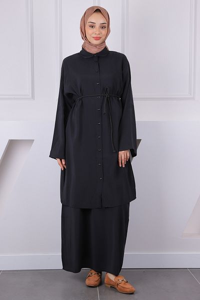 İmajButik Μαύρο Σετ Φόρεμα Χαμηλής Μέσης Χαμηλής Μέσης