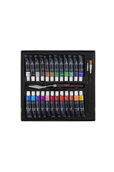 Nassau fine art Set culori acrilice 24 culorix12ml si accesorii