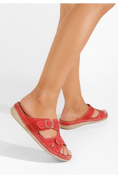 B T Shoes Skena red orthopedic slippers