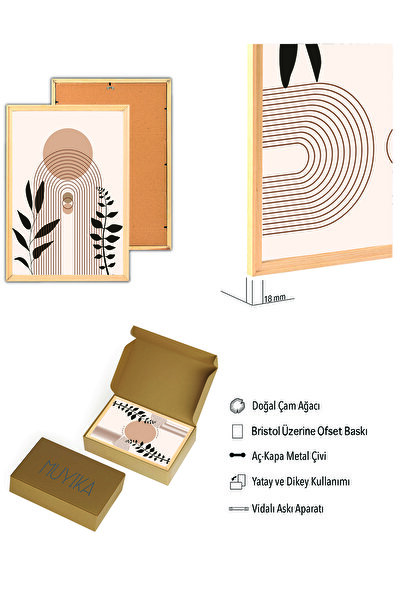 Muyika Design Premium Wooden Framed Set of 3 Modern Scandinavian Bohemian Style Decorative Home Decoration Painting Set-Set1