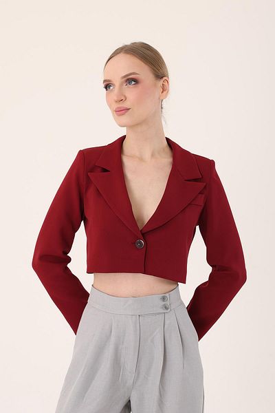 Hazel Crop Blazer Roșu Claret - Jachetă