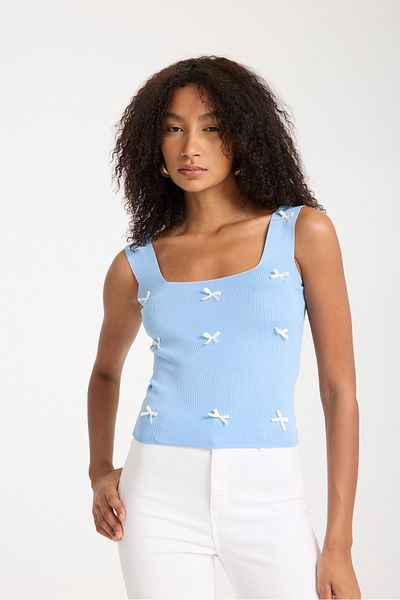 İLKCET MODA Tricotaj de damă cu guler pătrat cu detaliu panglică