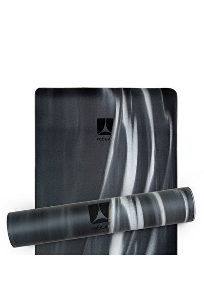 Rebuwo Kaydırmaz Doğal Kauçuk Yoga Matı Pilates Mat Siyah Desenli