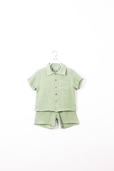 Next Baby Laciel Paris 100% Cotton Mint Green Short Sleeve Muslin Bottom Top Set