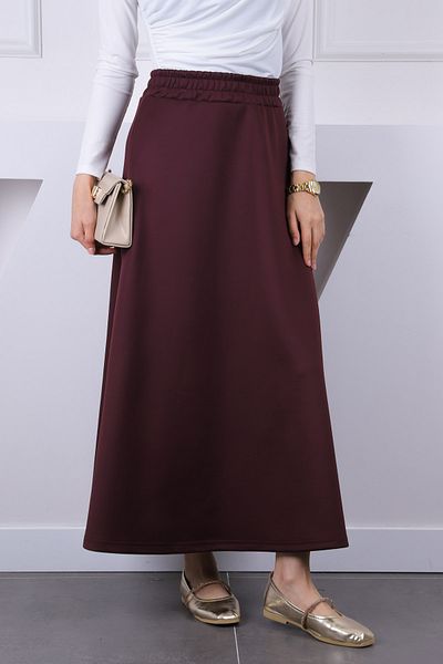 İmajButik Φούστα με λάστιχο σε μέση με δαμάσκηνο