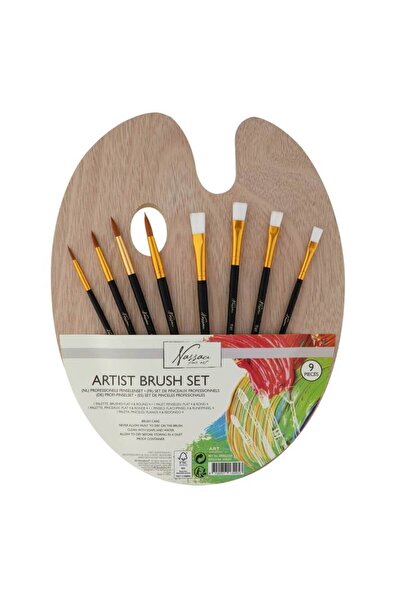 Nassau fine art Set 8 pensule cu paleta din lemn