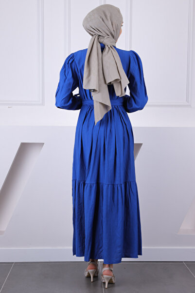 İmajButik Μοντάλ φόρεμα Indigo με ελαστική ζώνη μέσης