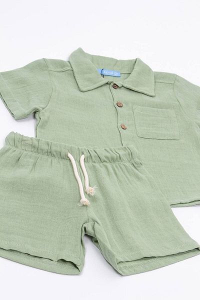 Next Baby Laciel Paris 100% Cotton Mint Green Short Sleeve Muslin Bottom Top Set