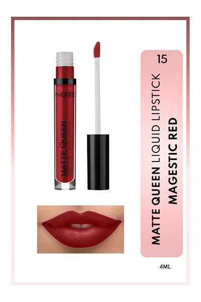 Note Cosmetics Matte Queen Lipstick Ruj Lichid Mat Rezistent -  15 Magestic Red - Red
