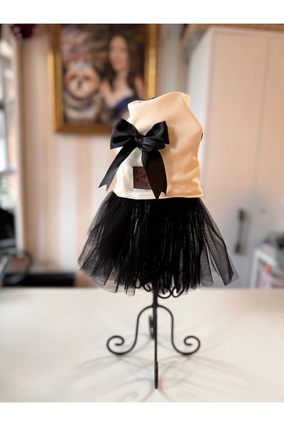 For a Fur Cat Dog Tutu Dress Cream Black Tutu