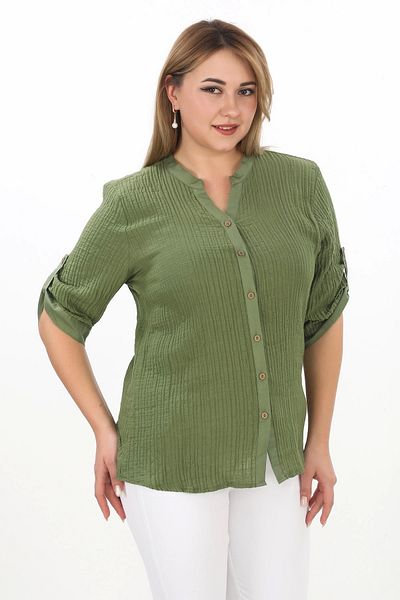 Lady Majestic 100% Cotton Judge Collar Large Size Women's Muslim Fabric Shirt