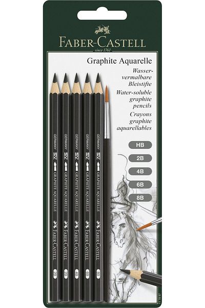 Faber Castell Blister 6 Pcs Graphite Pencil Aquarelle + Brush Faber-Castell