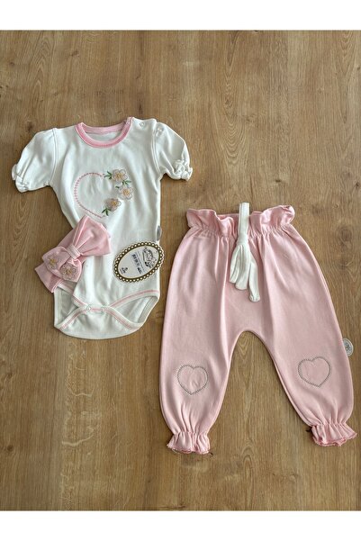 Tomuycuk 3-Piece White Baby Girl Kids Set with Flower Embroidery Bodysuits 3-6-9-12 Months Baby Sets Outfits Clothes