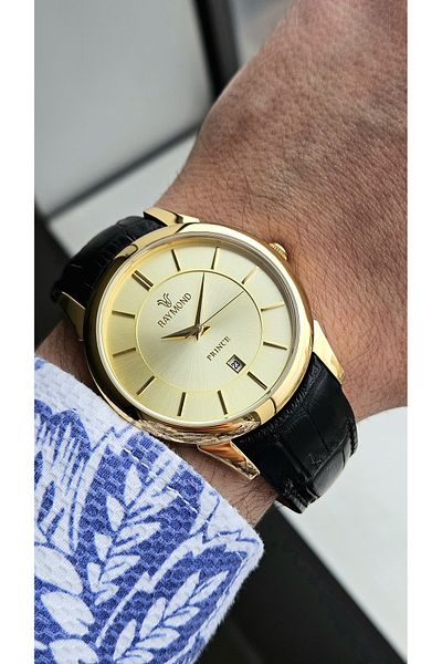 Raymond Rym-631721 Classic Men's Wristwatch - 2 Year Warranty - Stainless Steel Case and Leather Band