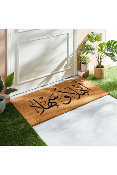 Home Box Ahlan Arabic Printed PVC Back Coir Doormat - 60x120 cm
