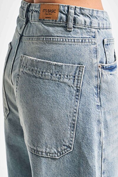 its basic Blugi de damă 4S5-75 Método Suuper Baggy Fit Denim 100% bumbac Lungime interioară 83 cm Toaletă Antrenor Culoare