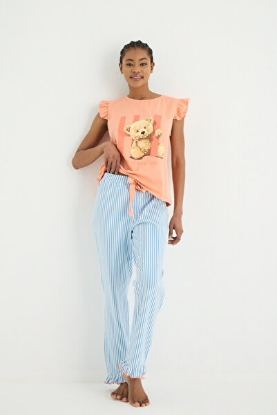 İPEKTENİM Striped Ruffle Detailed Pajama Detail