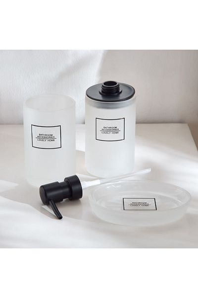 Home Box Casa 3-Piece Frosted Glass Bathroom Accessory Set