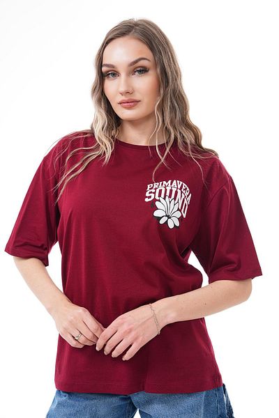 ŞİMAL Tricou oversize pentru damă, cu imprimeu pe spate, cu decolteu rotund 250116   -