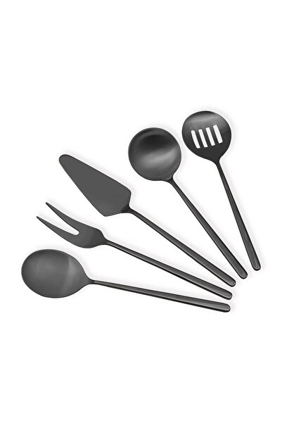 RİVO HOME DECOR Giallo Service Set Black 5 Pieces