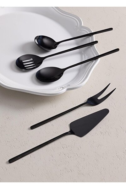 RİVO HOME DECOR Giallo Service Set Black 5 Pieces