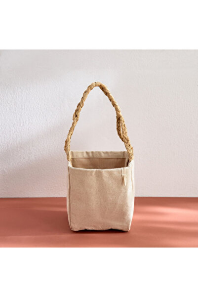 Home Box Bella Canvas Ato Large Plant Cover with Raffia Handle - 15x15x28 cm