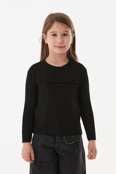 Fulla Moda Ribbed Frilly Front Girl's Bodysuit