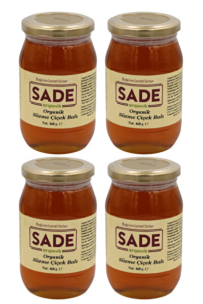 Sade Organik Organik Süzme Çiçek Balı 460 gr 4'lü Paket