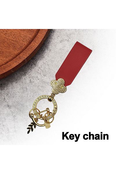 Generic 1 Pcs Car Keychain Eternal Love Key Chain PU Leather Strap Fancy Diamond For Car Home Office Red