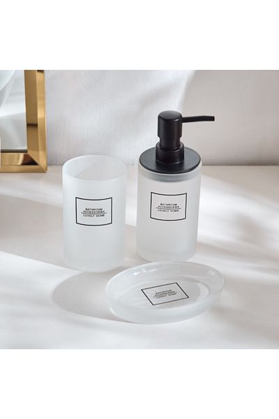 Home Box Casa 3-Piece Frosted Glass Bathroom Accessory Set