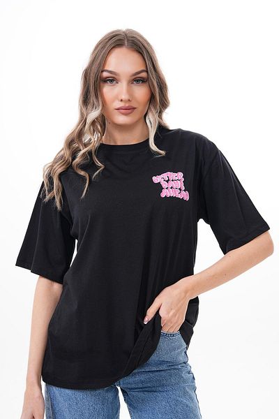 ŞİMAL Women's Back Print Detailed Crew Neck Oversize T-Shirt 250151   -